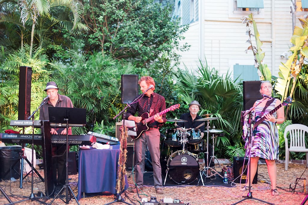 a key west band plays at a wedding