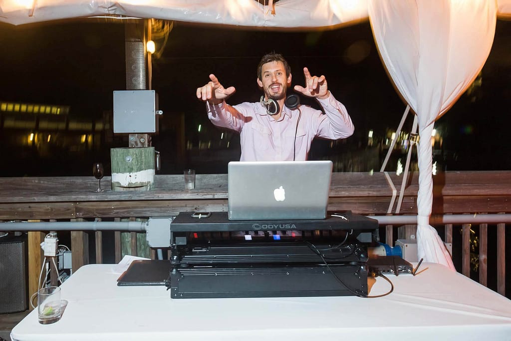 a key west wedding dj, scott with visual entertainment, keeps the party going.