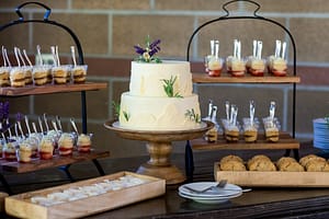 A dessert display shows some wedding cake alternatives.