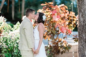 couple kisses at Key West wedding