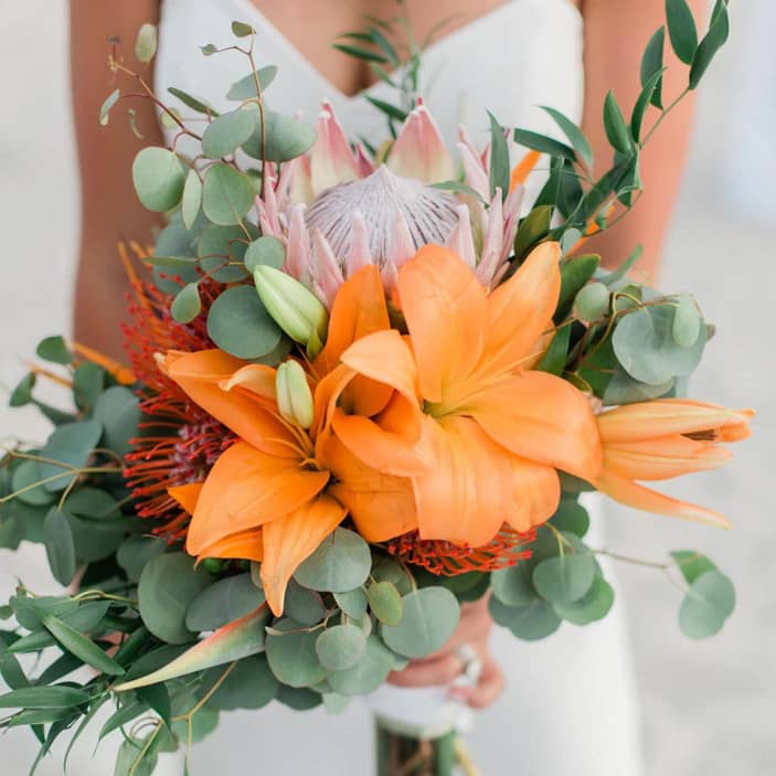 Tropical florals are all the rage for a Key West wedding.